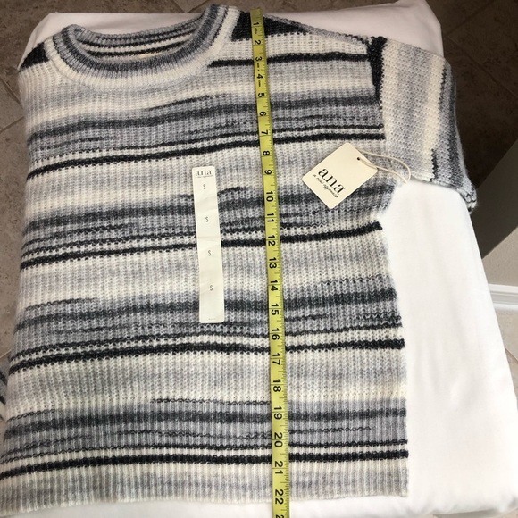 Ana Wool blend Rn#114186 Gray white Straps Crew Neck Pull Over Knit Sweater S - Picture 11 of 12